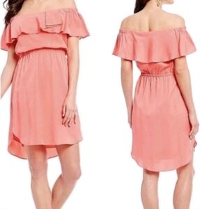 H by Halston Lyocell Pink Coral Off Shoulder Dress Summer Size Large